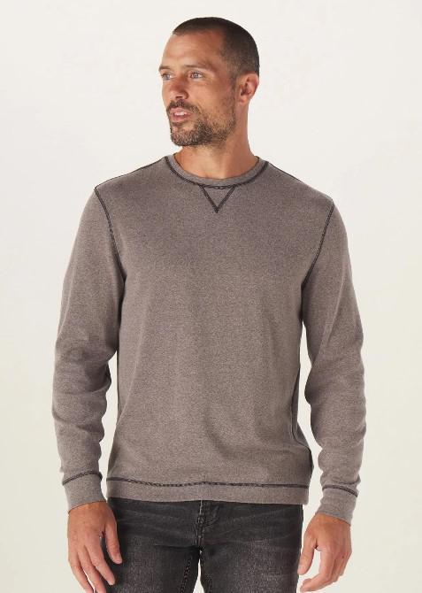 MENS THE NORMAL BRAND PUREMESO GREY STITCH SWEATER