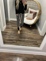 BLACK AND WHITE STRIPE NEW AND IMPROVED JOGGERS