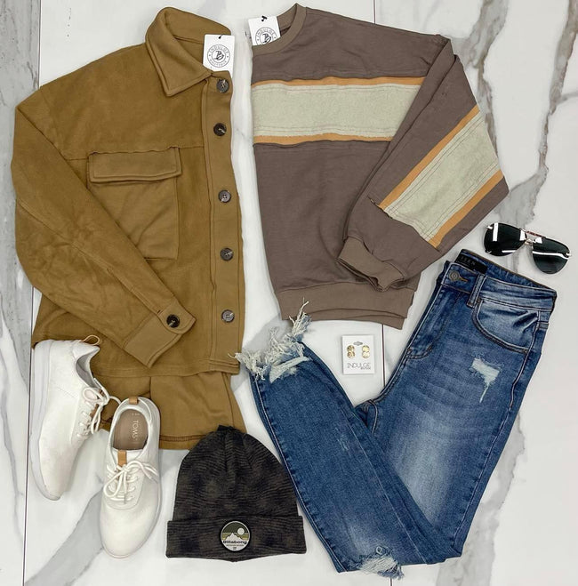 MOCHA COLORBLOCK PULLOVER