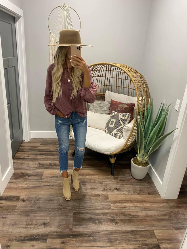 MAUVE WOVEN TEXTURE TOP