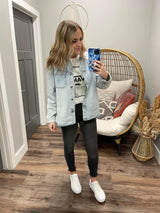 WASHED BOYFRIEND DENIM SHACKET