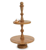 WOODEN BEADED TIERED TRAY