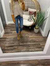 OATMEAL MUSTARD SLEEVE COLORBLOCK SWEATER