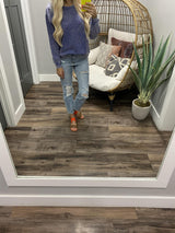 DENIM BLUE ACID WASH CREWNECK SWEATER