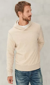 MENS LUCKY OATMEAL DOUBE KNIT HOODED TOP