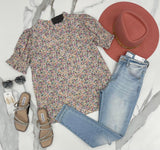 IVORY FLORAL SMOCKED BLOUSE