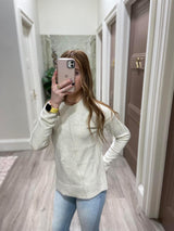 OATMEAL ASYMMETRICAL SWEATER TOP