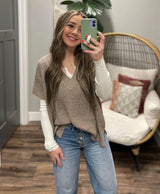 TALK TO ME TAUPE OVERSIZED SWEATER TANK