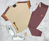 TAUPE TRIO COLORBLOCK TEE