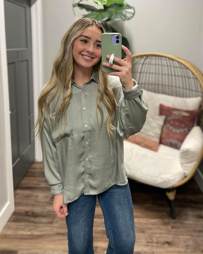 STERLING BUTTON DOWN SILK BLOUSE