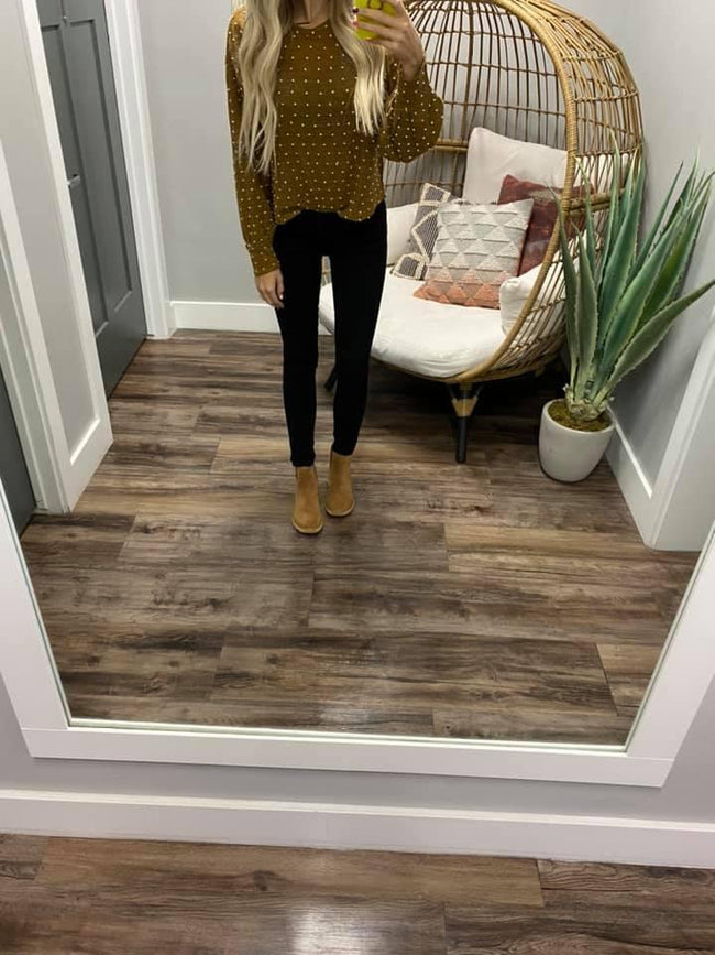 CAMEL DOTTED LONG SLEEVE TOP