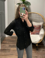 FREY WASHED BLACK BUTTON UP BLOUSE