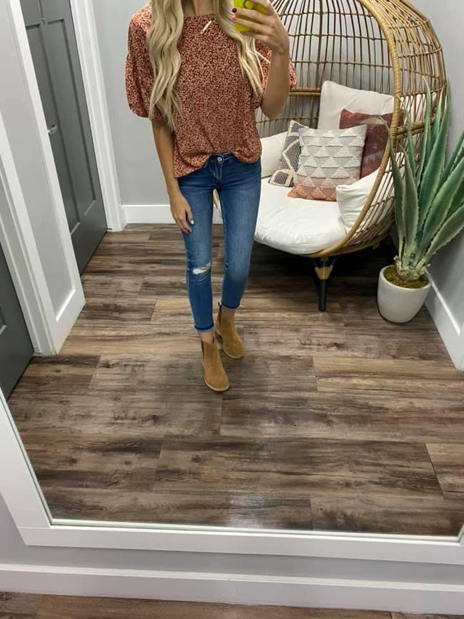 BRICK FLORAL PRINT BLOUSE