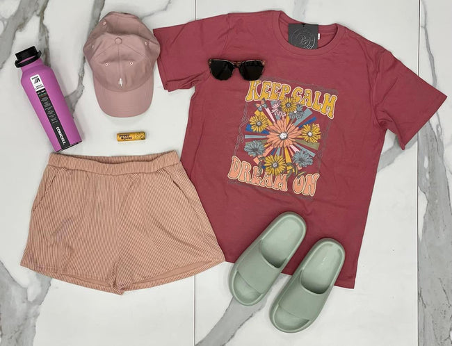 DUSTY MAUVE RIBBED SHORT