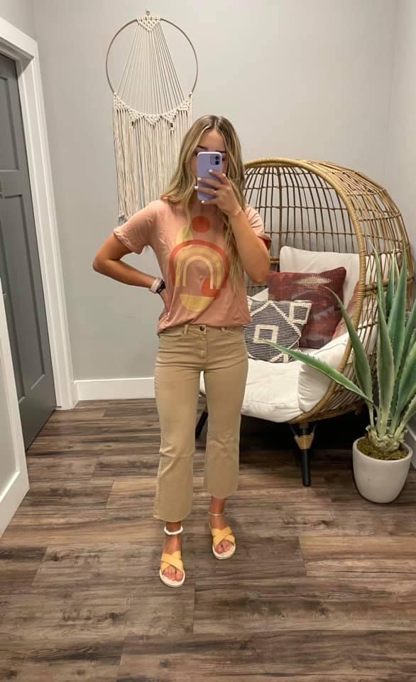 LIGHT CAMEL BELTED PANTS