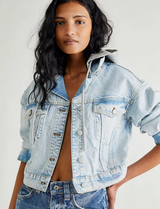FREE PEOPLE BRANDO HOODED DENIM JACKET
