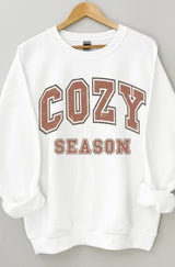 WHITE COZY SEASON CREW SWEATER