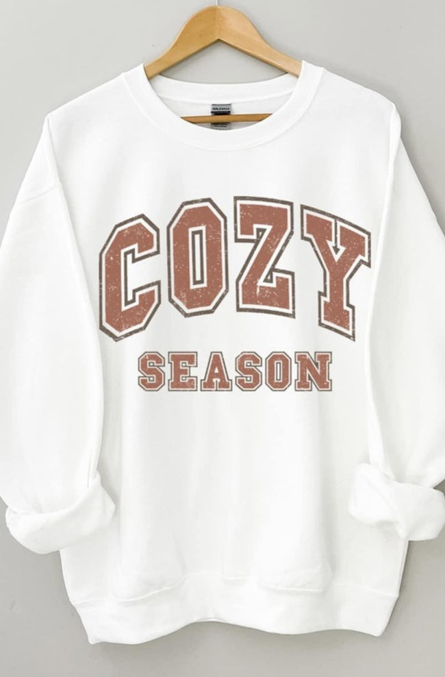 WHITE COZY SEASON CREW SWEATER