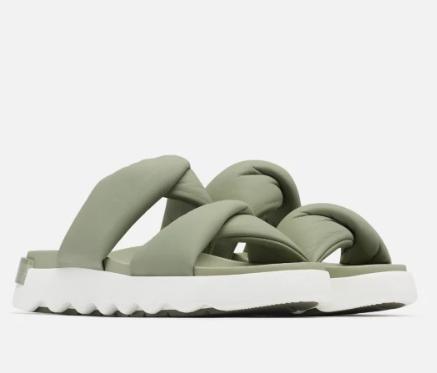 SOREL VIBE TWIST SLIDE SANDAL SAFARI GREEN– Indulge Boutique display picture 2