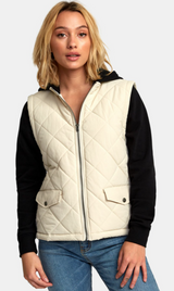 OATMEAL RVCA QUILTED SWEATER JACKET