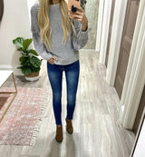 CHARCOAL RIBBED SWEATER TOP