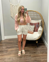 PINK FLORAL RUCHED TOP