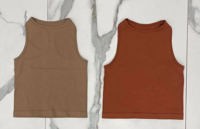 LIGHT TAUPE FREE PEOPLE RIBBED CROP TANK
