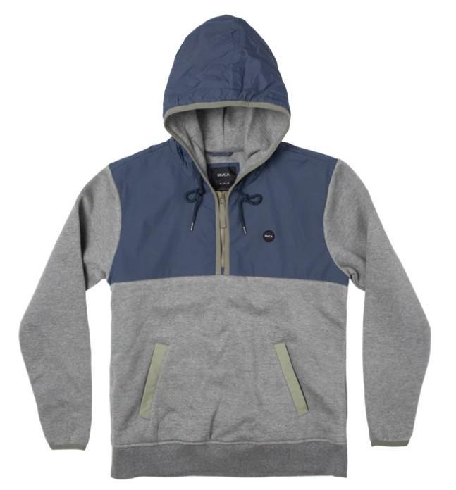 MENS RVCA HEATHER GREY OAK FLEECE ANORAK JACKET