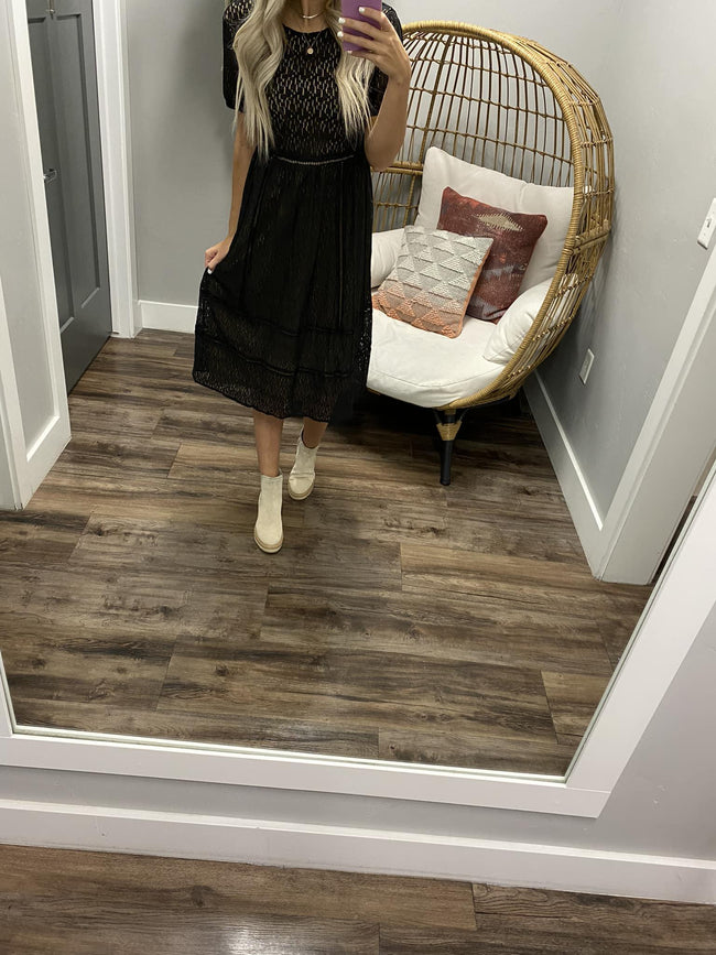 SHANTAY BLACK LAYERED LACE DRESS