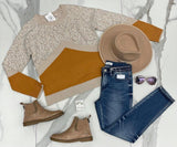 MUSTARD SPECKLED CHEVRON SWEATER TOP
