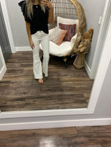 BLACK EYELET FLUTTER SLEEVE BLOUSE