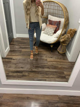 OATMEAL ROLLED SLEEVE BLAZER JACKET