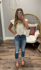 IVORY FLORAL EMBROIDERED BLOUSE