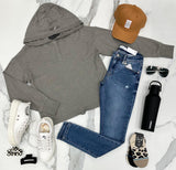 DAKOTA SNAP GREY OLIVE HOODED TOP