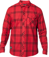 MENS RED BUTTON UP FOX PLAID