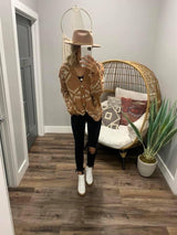 CAMEL AZTEC BUTTON CARDIGAN