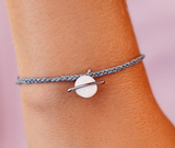 PURA VIDA SMOKE WHITE OPAL SATURN SILVER BRACELET