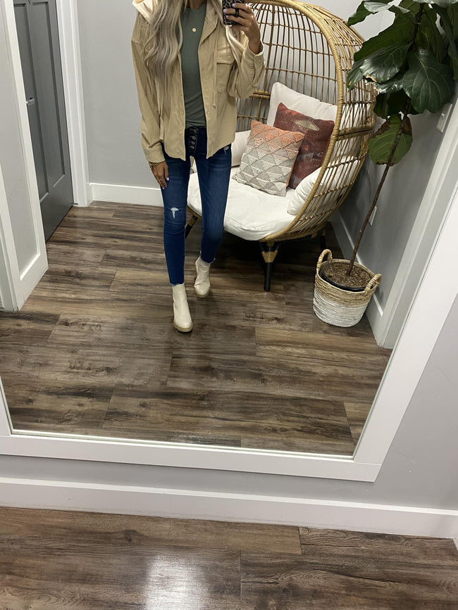 CORY HOODED CORDED JACKET SAND