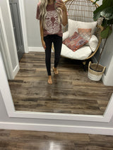 COUNTRY RED LEOPARD BULL SKULL TEE