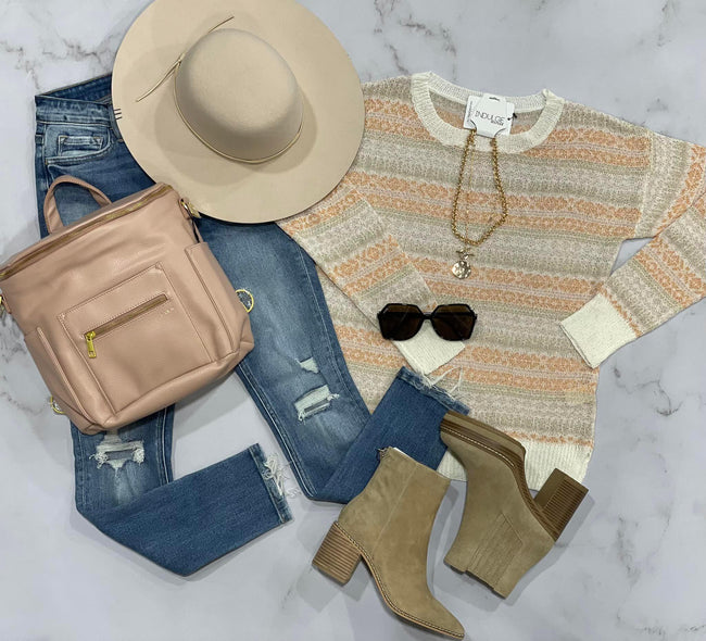 PEACH LIGHT WEIGHT SWEATER TOP