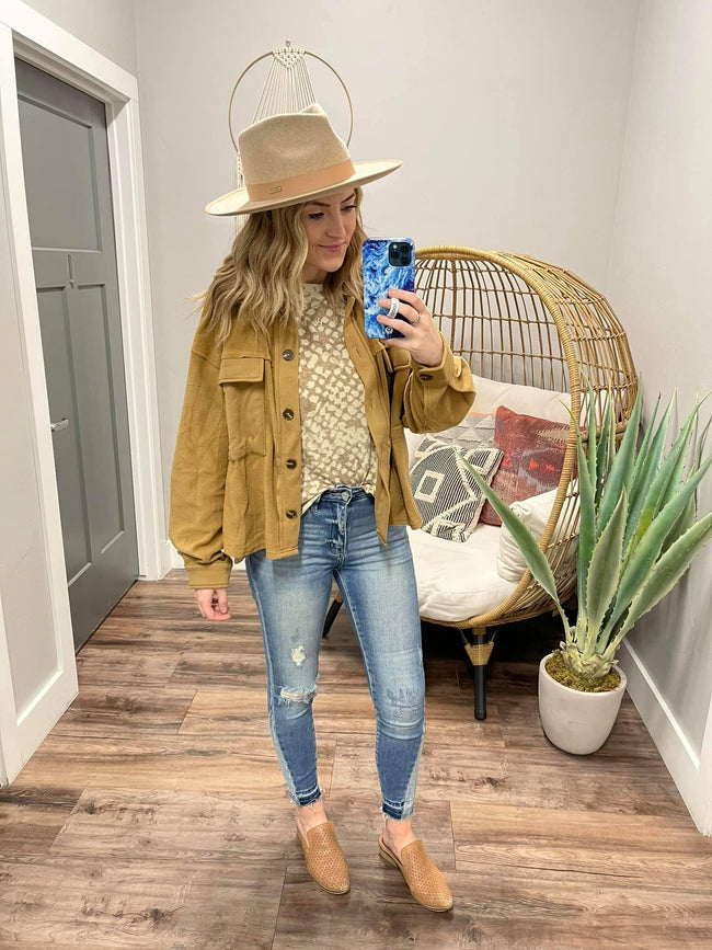 CAMEL SUPER SOFT BUTTON SHACKET