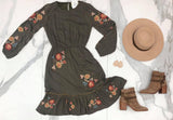 OLIVE EMBROIDERED DRESS