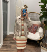 TAUPE PEPLUM RUFFLE BOTTOM JACKET