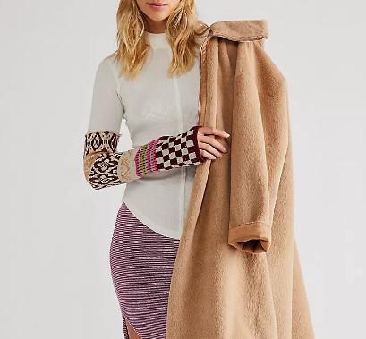 IVORY GORGEOUS CUFF FREE PEOPLE THERMAL TOP