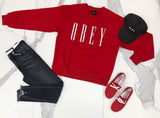RED OBEY CREW SWEATER