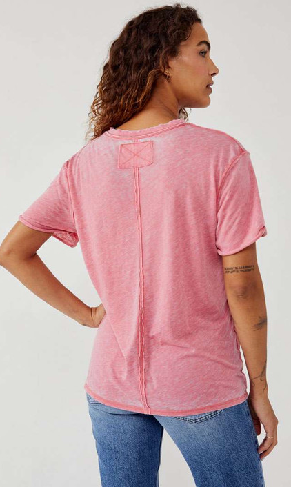FREE PEOPLE WASHED CORAL VELLA TEE