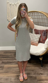 GREY RIBBED DRESS