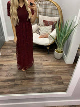 BURGUNDY LACE DRESS