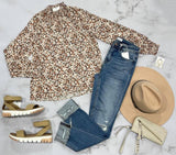 IVORY SMOCK NECK FLORAL BLOUSE
