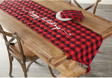 RED BUFFALO CHECK HAPPY HOLIDAYS TABLE RUNNER